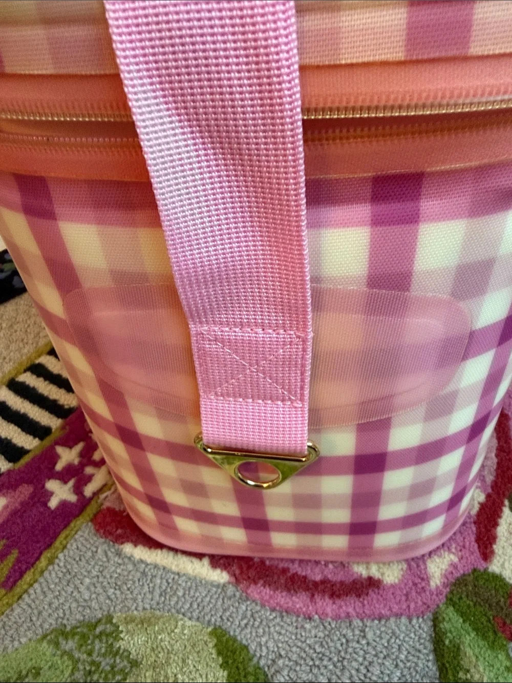 Stoney Clover Lane Pink Gingham Cooler Tote
